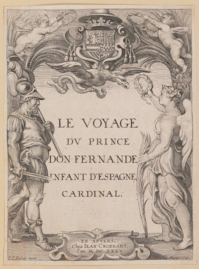 Tittelside for Le Voyage Dv Prince Don Fernande Spedbarn av Spania, kardinal av Ignatius Cornelis Marinus after Sir Peter Paul Rubens