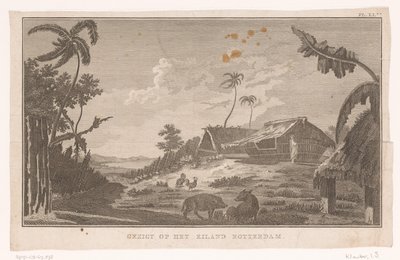 Utsikt over øya Nomuka i Stillehavet fra land Utsikt på øya Rotterdam (tittel på objekt) av Ignaz Sebastian Klauber (possibly)