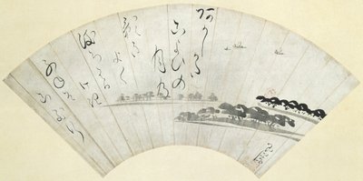 Akashi Bay, sent på 1700-tallet (blekk på papirstørrelse med glimmer) av Ike Gyokuran