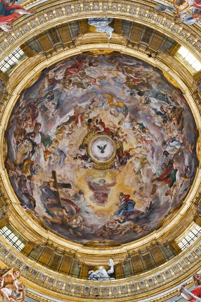 Paradies, das Jesus preist, und die Pendentifs mit Propheten, Evangelisten und Kirchenlehrern von Il  Baciccio