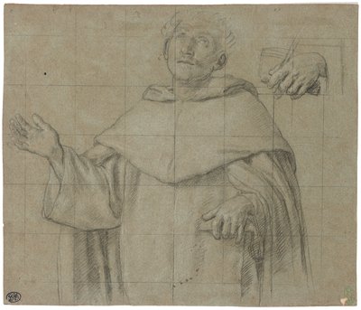 En dominikansk helgen, kanskje Saint Peter Martyr, halvlang, holder en bok av Il Sassoferrato