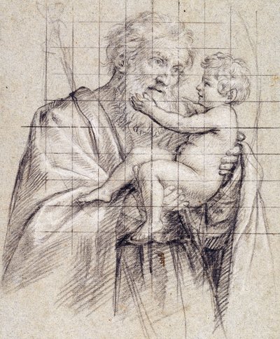 Saint Joseph holder Kristusbarnet, av Il Sassoferrato