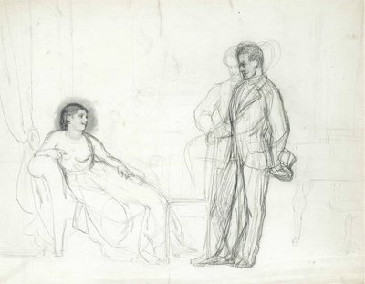 Adelina Patti (1843-1919) som Violetta i operaen La traviata av Giuseppe Verdi par Repin, Ilya Yefimovich (1844-1930), Slutten 1860-begynnelsen av 1870-tallet - Blyant på papir - Konstantinpalasset, St. Petersburg av Ilya Efimovich Repin