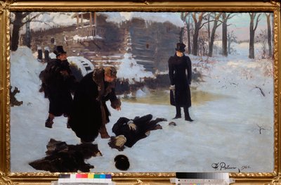 Den dobbelte. (Dødsfallet til poeten Alexander Pushkin (1799-1837) drept av sin rival Georges Charles de Heeckeren d