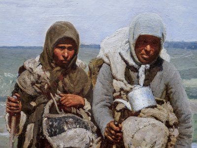 FROMME KVINNER PÅ PILGRIMAS (detaljer) av Ilya Efimovich Repin