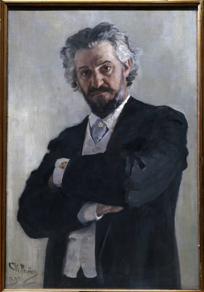 Portrait de Alexander Verzhbilovich (Verzhbilovic, Verzhibilovic, Vierzbilovich, Wierzbillowicz, Wierzbilovich, Wierzbilovicz, Wierzbilowicz) (1850-1911), violoncelliste russe, en 1895. Peinture de Ilia Iefimovitch Repine (Ilya Yefimovich Repin) (1844-1930 av Ilya Efimovich Repin