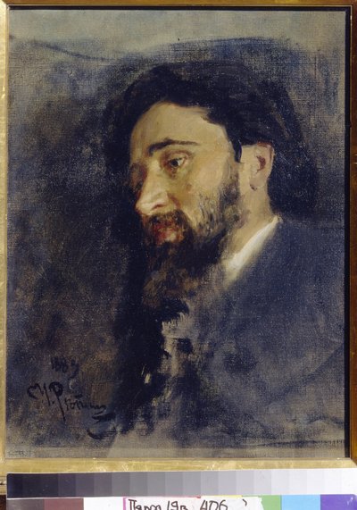 Portrett av forfatteren Vsevolod Mikhailovich Garchine (1855-1888). (portrett av forfatteren V. M. Garshin). Maleri av Ilya Refimovich Repin (Ilia Repin) (1844-1930), olje på lerret av Ilya Efimovich Repin