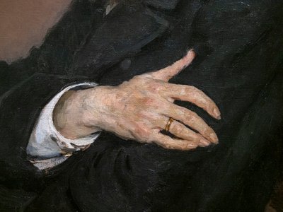 Portrett av Pavel Mikhailovich Tretyakov (detalj) av Ilya Efimovich Repin