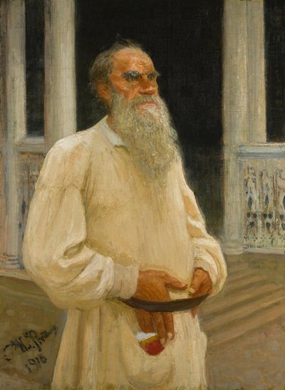Portrett av forfatteren grev Lev Nikolayevich Tolstoy 1828-1910, 1916. av Ilya Efimovich Repin