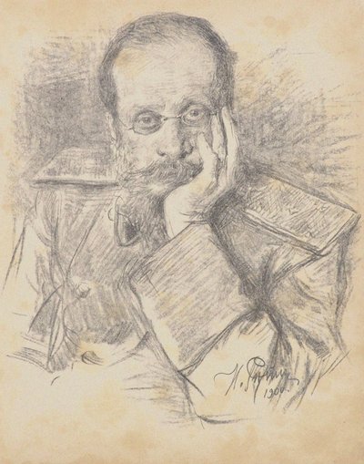 Portrett av komponisten César Antonovich Cui 1835-1918, 1900. av Ilya Efimovich Repin