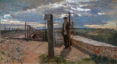 JERNBANEARBAR I KHOTKOVO av Ilya Efimovich Repin