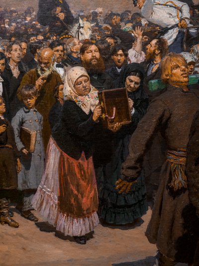 RELIGIØS PROSESJON I KURSK-PROVINSEN (detaljer) av Ilya Efimovich Repin