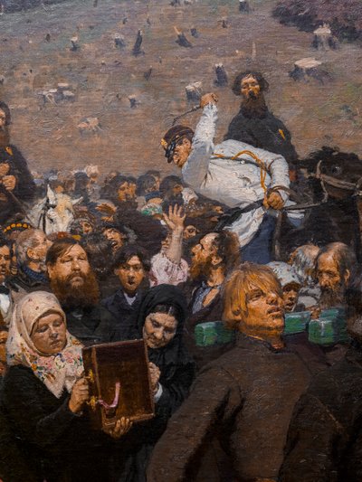 RELIGIØS PROSESJON I KURSK-PROVINSEN (detaljer) av Ilya Efimovich Repin