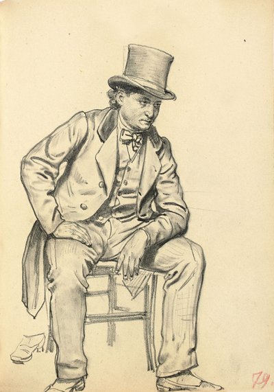 Sittende mann, arm lener seg på benet, ca. 1872-1875 av Ilya Efimovich Repin