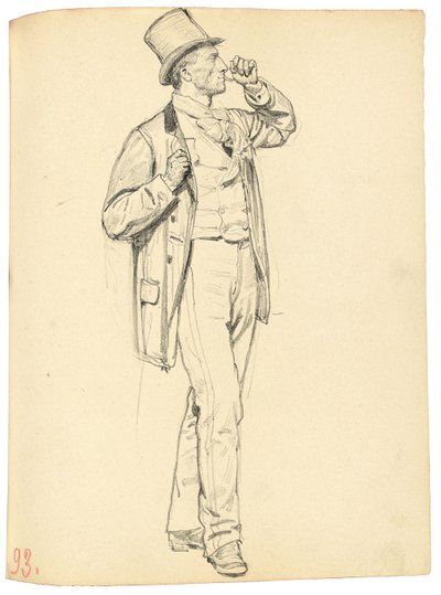 Studie for "A Parisian Cafe": Stående mann med løftet arm, ca. 1872-1875 av Ilya Efimovich Repin