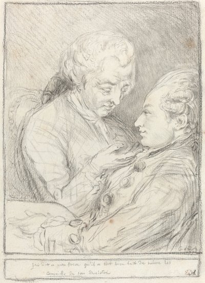 Portrett av kunstneren med hans yngre bror, Augustin Saint-Aubin av Imitator of Gabriel Jacques de Saint Aubin