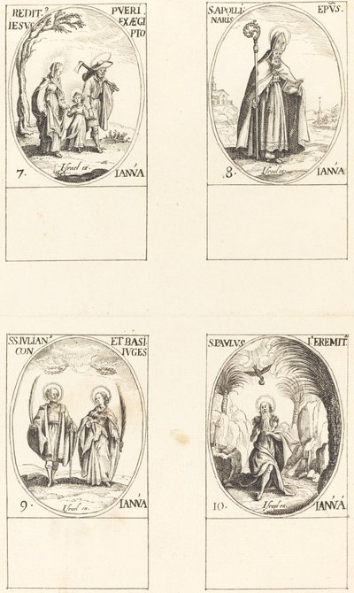 Retur fra Egypt; St. Apollinaire; St. Julian og Basilissa; St. Paul Eremitt av Imitator of Jacques Callot