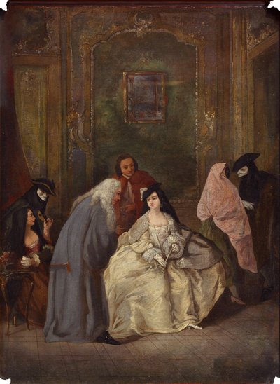Møte mellom aktor og hans kone av Imitator of Pietro Longhi