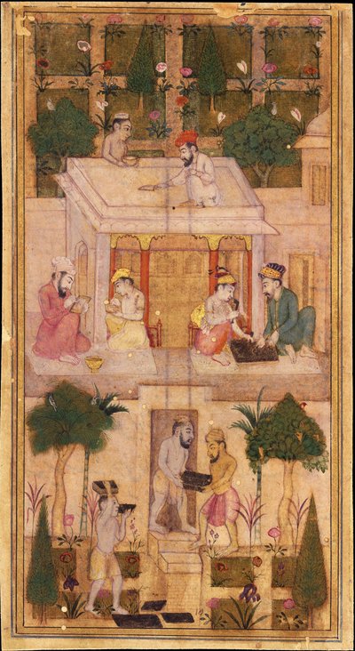 Lage bøker i en hage av Indian Art