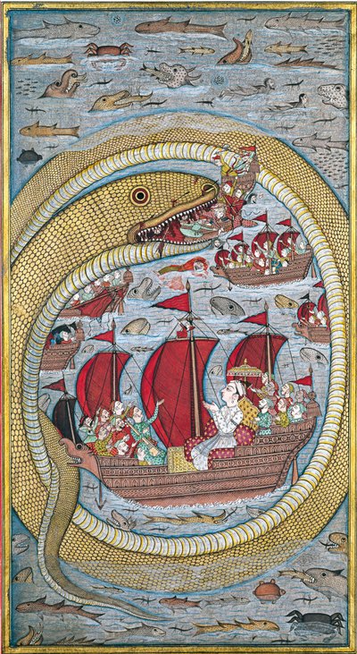 Sjøormen svelger den kongelige flåten, 1670 av Indian Art