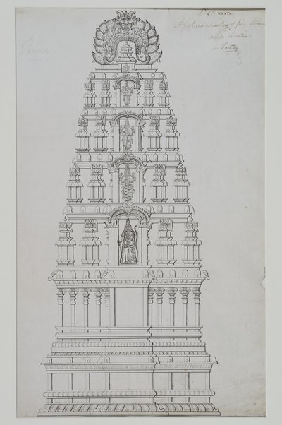 En fem-etasjes gopuram av Indian School