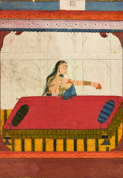 En forlatt elsker, fragment fra en Rasamanjari, ca. 1710 av Indian School