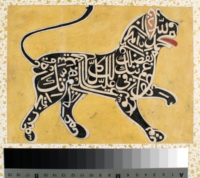 En løve laget av kalligrafi, ca. 1800 av Indian School
