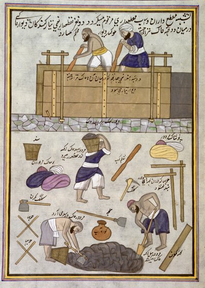 Add.Or.1717 En bygger av gjørmevegger (akvarell på papir) av Indian School