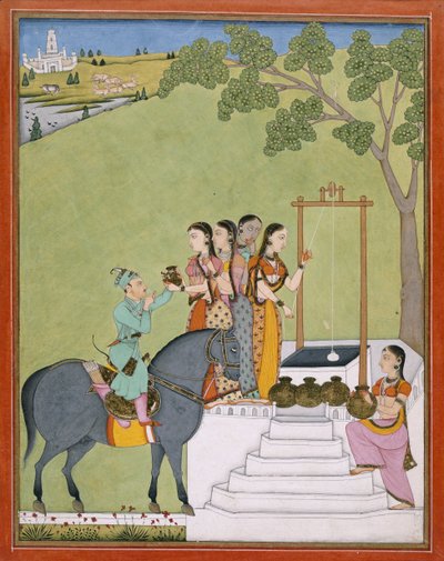Legg til Or.3846 En prins ved en brønn, ca. 1780 (akvarell på papir) av Indian School