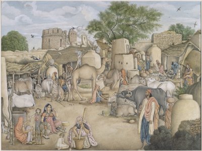Legg til Or.4057 Et gatebilde i landsbyen Raniya, ca. 1816-20 (akvarell og gouache på papir) av Indian School
