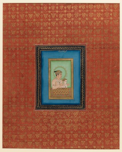 Akbar og en av hans sønner eller barnebarn, 1875-1900 (ugjennomsiktig wc og gull på papir) av Indian School