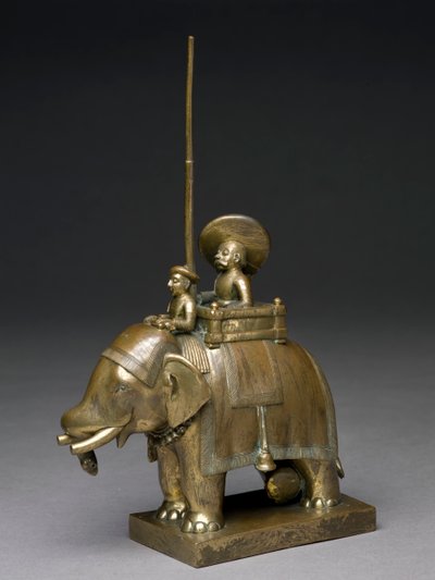 En offiser som rir på en elefant, 1795 (messing) av Indian School