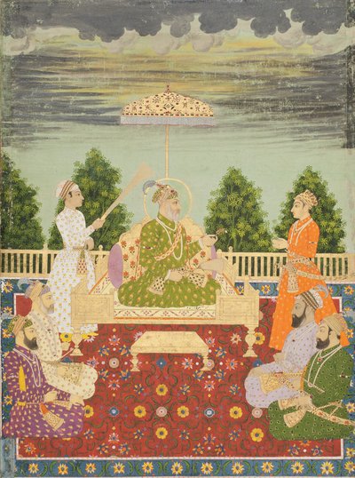 Bahadur Shah med sine fire sønner og et barnebarn, ca. 1710 av Indian School