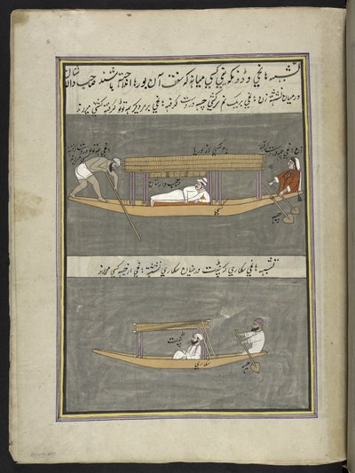 Båtmenn,  86 tegninger bundet inn i et bind som viser handel og yrker i Kashmir, håndverkere vises i arbeid med redskaper og utstyr,  Av en Kashmir-kunstner, sannsynligvis i Srinagar, ca. 1850-60 (gouache på papir) av Indian School