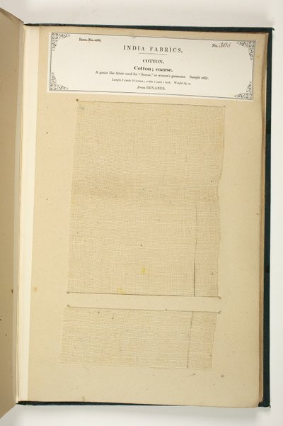 Coarse Cotton, Benares, fra The Collection of the Textile Manufacturers of India, av John Forbes Watson, utgitt i 1866 av Indian School