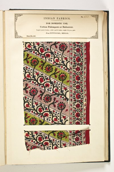 Cotton Palempore or Bed Cover, Fatehgarh, Uttar Pradesh, India, For Domestic Use, nr. 152 fra "The Collection of the Textile Manufacturers of India", av John Forbes Watson, utgitt i 1866 av Indian School