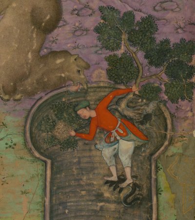 Detalj av en illustrasjon fra "Anv?r-i Suhayl? av Indian School