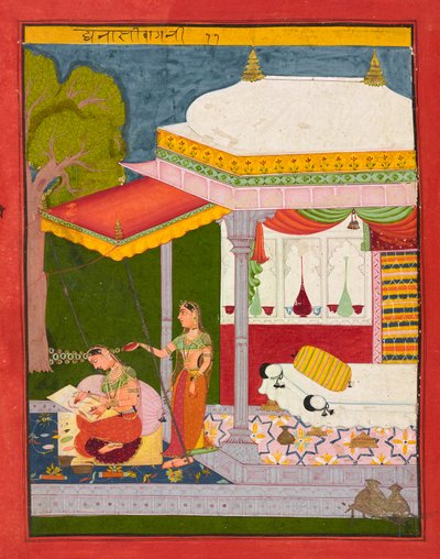 Dhanasri Ragini, folio fra en Ragamala, ca av Indian School