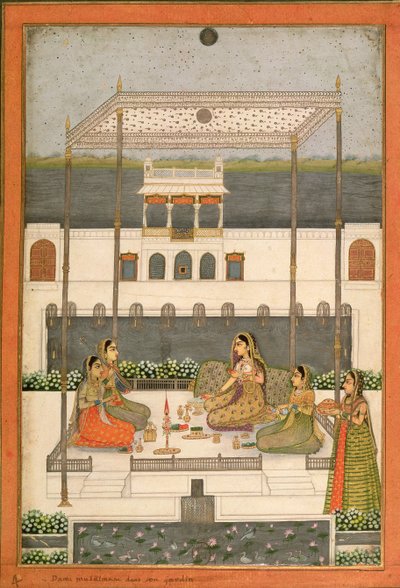 Kveldsfest i hagen til et Mughal-palass, Lucknow eller Murshidabad, Vest-Bengal, 1760 av Indian School