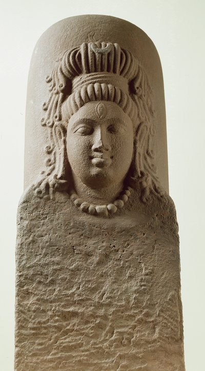 Figur av Ekmukha Shiva-Linga fra tempelet ved Khoh (sandstein) av Indian School