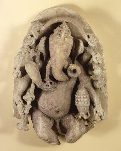 Figur av Ganapati, Chandella-dynastiet (sandstein) av Indian School