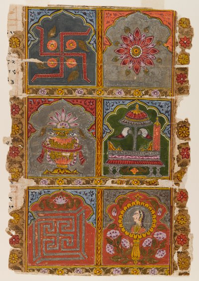 Fragment av en Jain Vijnapptipatra, ca. 1725-1750 (ugjennomsiktig wc på papir) av Indian School