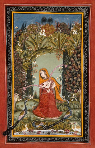Gauri Ragini fra Malkos, ca. 1770 (ugjennomsiktig toalett på papir) av Indian School