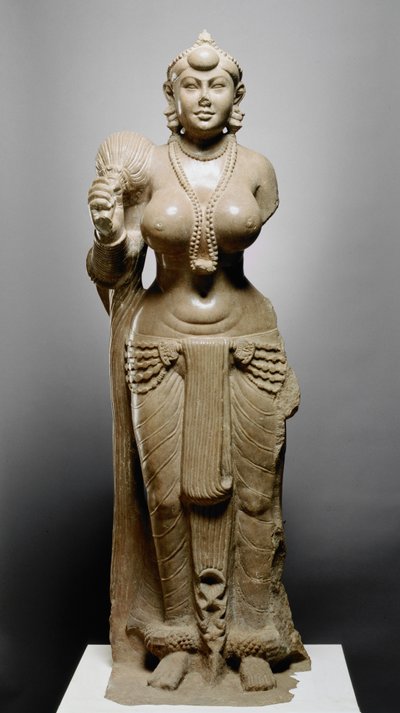 Gudinne med fluevisp, Didarganj Patna-kultur, 300 f.Kr. (polert sandstein) av Indian School
