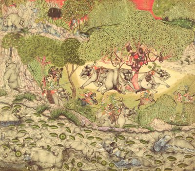 I. 70.14 En elefantjakt, ca. 1740-50 av Indian School