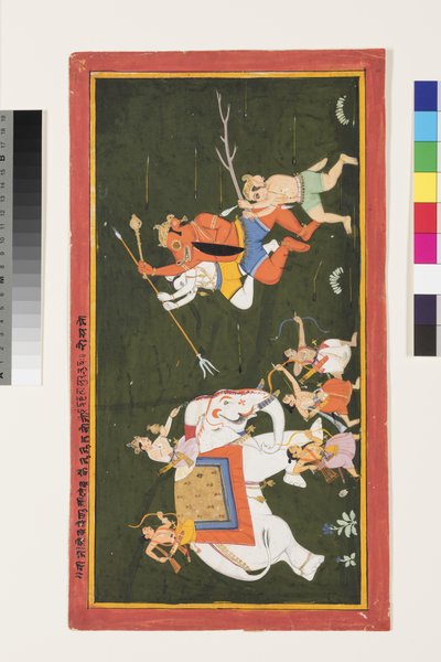 Indra kjemper mot demonen Vritrasura, 1680-1700 av Indian School