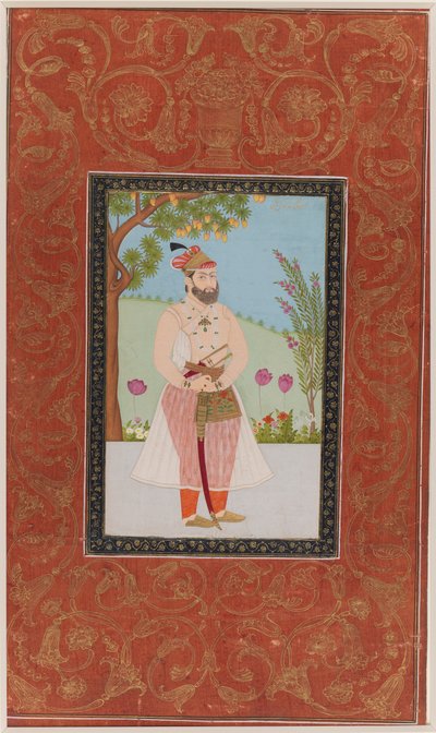 Iraj Khan, 1875-1900 (ugjennomsiktig wc og gull på papir) av Indian School