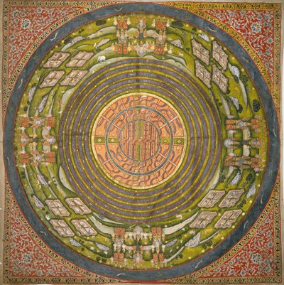 Jain-diagram av universet (Jambudvipa) (gouache på bomullsklut) av Indian School