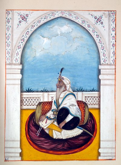 Jemadar Khushyal Singh, fra The Kingdom of the Punjab, its Rulers and Chiefs, bind II, et bind på 30 akvarellstudier av en uidentifisert indisk kunstner, ca. 1840 (wc på papir) av Indian School