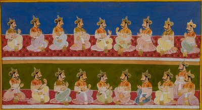 Kong Janaka deler slektsforskningen til sitt dynasti under forlovelsesseremonien av Indian School